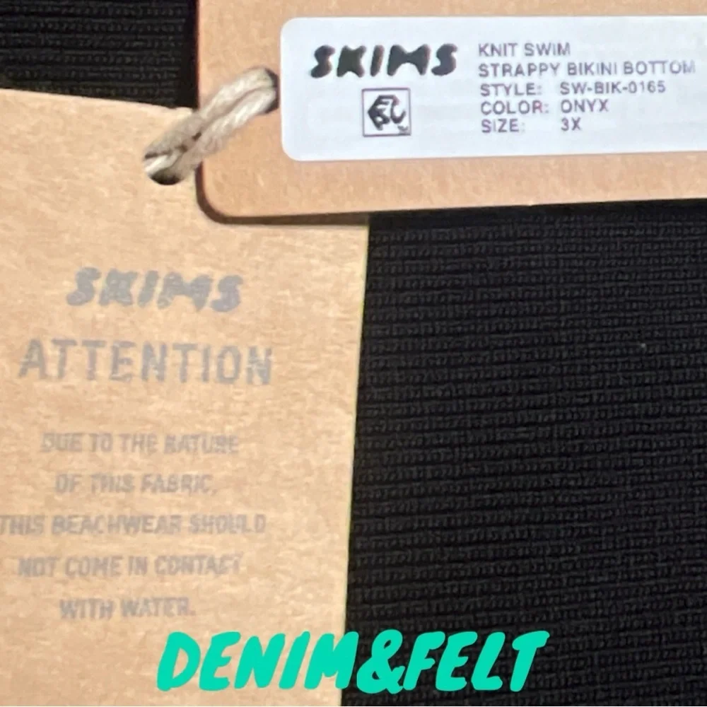 SKIMS KNIT SWIM STRAPPY BIKINI BOTTOM | COLOR: ONYX | NEW/NWT!!☀️🌊👙☀️